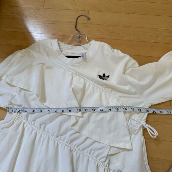 ADIDAS Originals X J-KOO Asymmetric Ruffle-trim Cotton-jersey T-shirt S - Picture 13 of 15